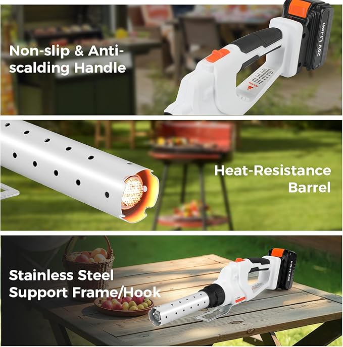 LIGO Cordless Fire Starter, 20V Charcoal Starter and Lighter, Chemical Free Heated Air with Blowing Fuction, Included 4.0Ah Battery, for Charcoal, BBQ, Grill