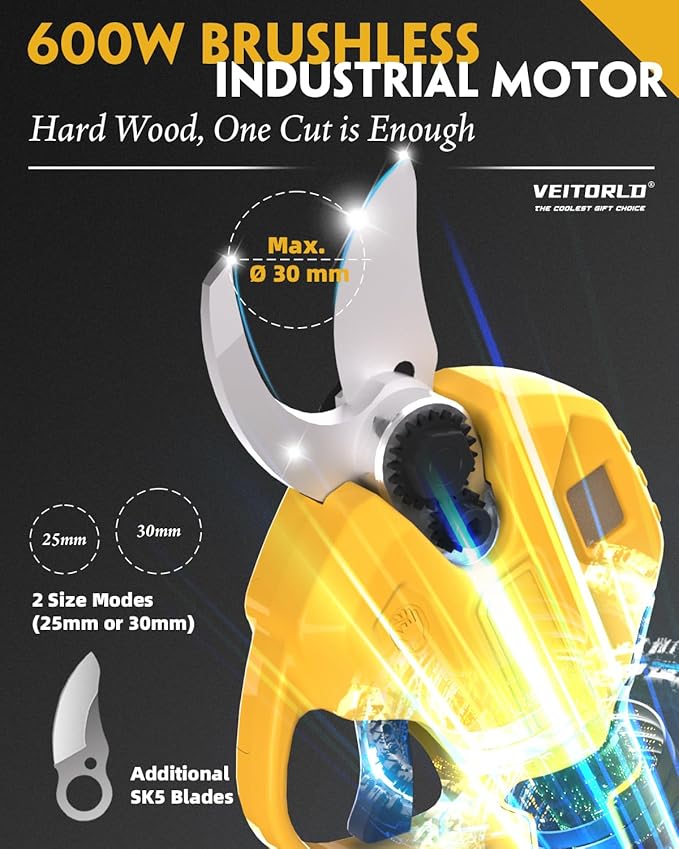 Brushless Electric Pruning Shears for DeWalt 20V Battery, Portable Cordless Branch Cutter Tree Trimmer with LCD Display＆Replaceable Blade, 30mm 1.2'' Cutting Diameter for Gardening Tree (NO BATTERY)