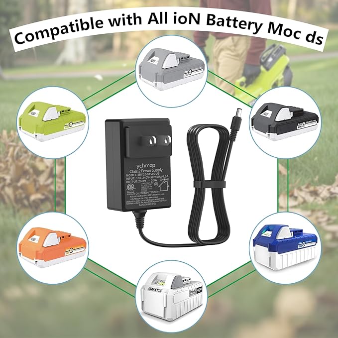 24VCHRG-QC iON+ Quick Charger for Snow Joe & Sun Joe 24V iBAT24 and 24VBAT Series Lithium Ion Batteries，Compatible with 24VBAT-LTE 24VBAT-LT 24VBAT-XR iBAT24-LTE iBAT24-LT iBAT24-XR iON Battery Models