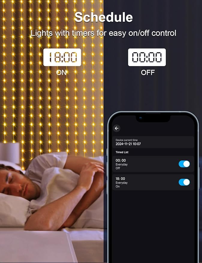 echosari Smart 600 LED Curtain Lights, 20Ft x 10Ft, Compatible with Alexa, App Control, DIY Fairy Lights, Dynamic for Backyard, Home, Wedding, Party Decor - RGB Color Changing IC