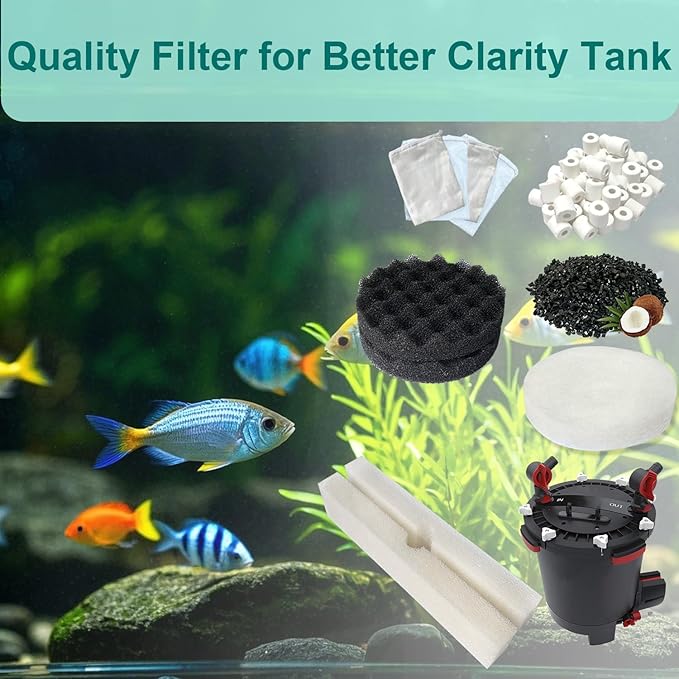 21 PCS Aquarium Media Kits Replacement for Fluval FX4 / FX5 / FX6 Canister Filters, Including Bio-Foam Block, Carbon Sponge Filter, Ceramic Ring, Activated Carbon, Silicone Lubricant, Mesh Bag
