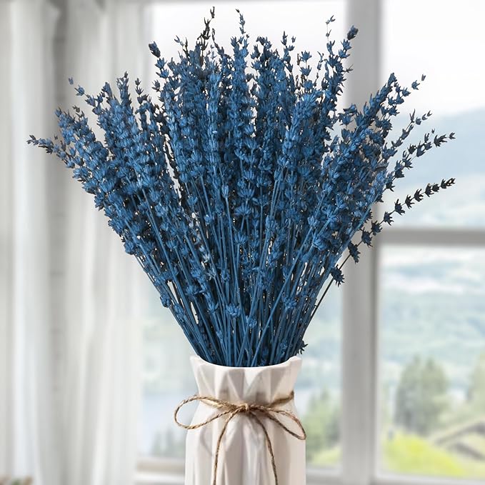 Dried Preserved Lavender Flowers Bundle, 100% Natural Dried Lavender Bouquet 180-200 Stems 15-17" for Crafts, Shower, Weeding and Home Decor, Aromatherapy, Fragrance, Fresh, Dry (Blue-2.82oz)