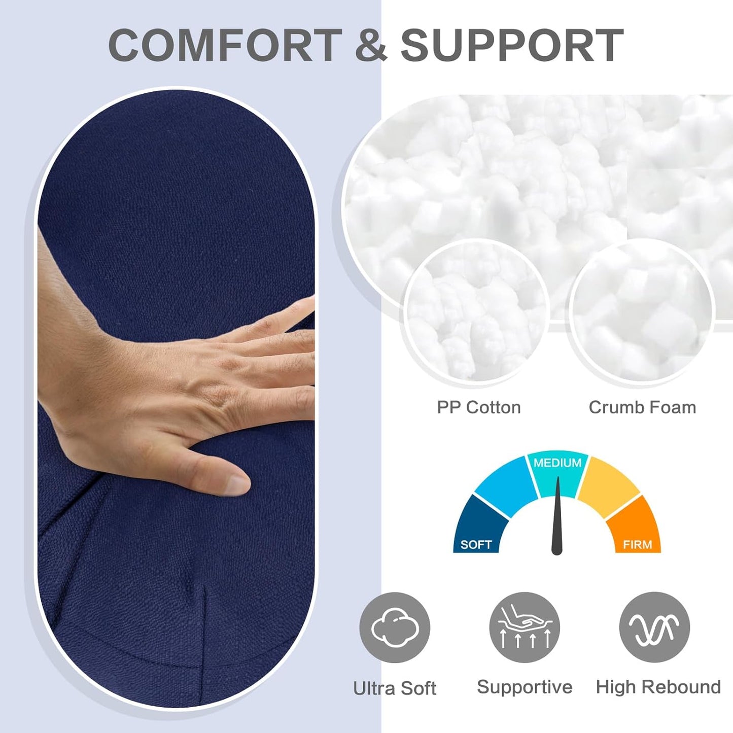 Aoodor 19" x 19" x 5" Tufted Outdoor Chair Cushions, Water Resistant & Fade Resistant Polyester Dining Chair Pads with 2 Straps for Patio Furniture, Set of 2