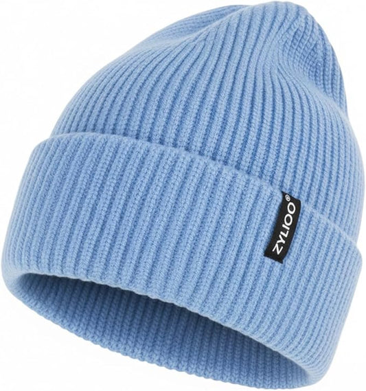 Zylioo Oversize Beanie Hats, XXL Big Size Ribbed Knit Cuffed Winter Hat for Cold Weather, Warm Skull Watch Cap