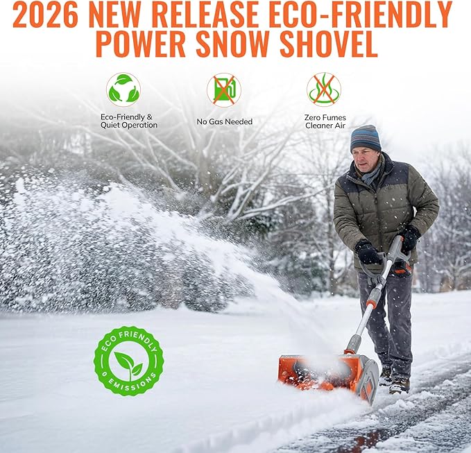 Keenstone 12" Cordless Electric Snow Shovel, Handles 8" Deep Snow, 21V 4.0Ah Battery & Charger, Brushless Motor, Clears 300 lbs/Min, 16 ft Throw, 8 lb Lightweight Snow Blower for Seniors & Homeowners