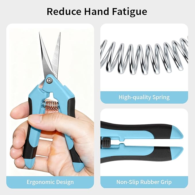 4 Pack Garden Pruning Shears, Stainless Steel Shears, Gardening Shears Scissors Pruning Shears for Gardening Tools (2pcs Orange+1pcs Green+1pcsBlue)