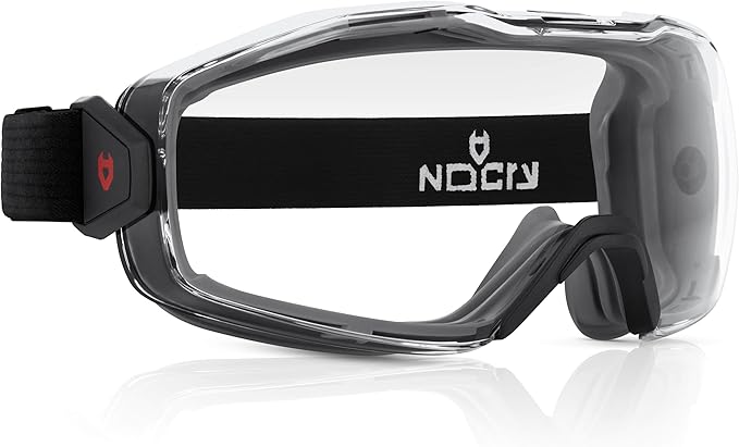 NoCry Anti Fog Safety Goggles Over Glasses For Men And Women — ANSI Z87.1 Premium Anti Scratch & UV380 — Eye Protection with Panoramic Lens & Adjustable Strap — Perfect Dust Goggles for Chemistry Lab