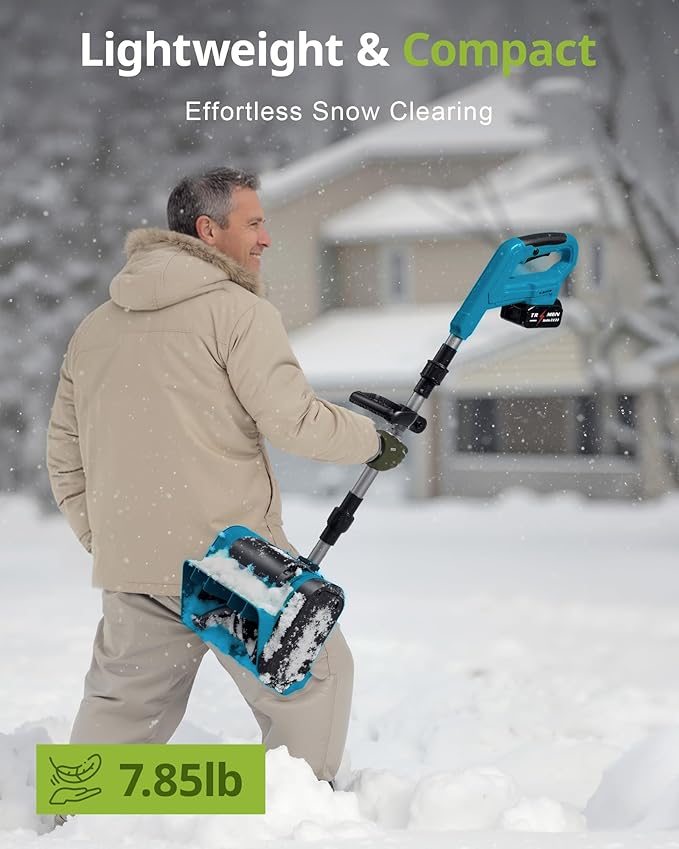 DEGGE Electric Cordless Snow Shovel, 2X 3.0Ah/ 21V/ 12-Inch Battery Snow Blower with Directional Plate & Adjustable Front Handle, Snow Removal for Driveway Sidewalk, Steps, Patio (Charger Included)