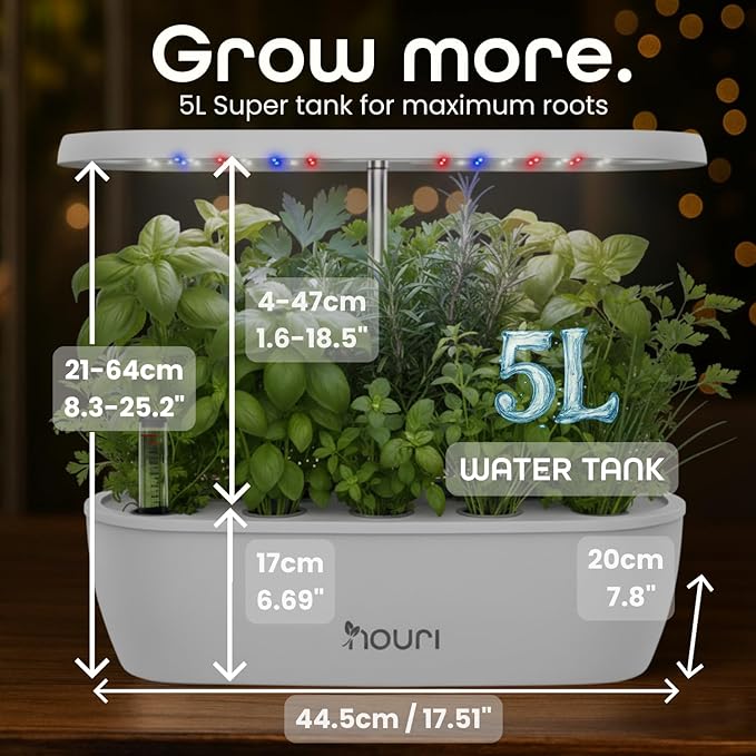 Nouri 12 Pod Smart Garden for Home Cooks with Heirloom Salad | Hydroponics Growing System Kit | LED Grow Lights | Indoor Gardening System | Herb Garden Planter Indoor Kit | Gifts for Women & Men