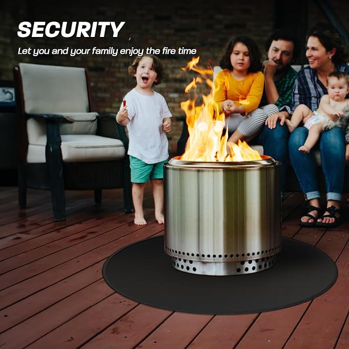 36" Fire Pit Mat for Solo Stove Bonfire, Round Fireproof Under Grill Mats for Outdoor Grill, Portable Camping Stove Mat for Solo Stove Accessories