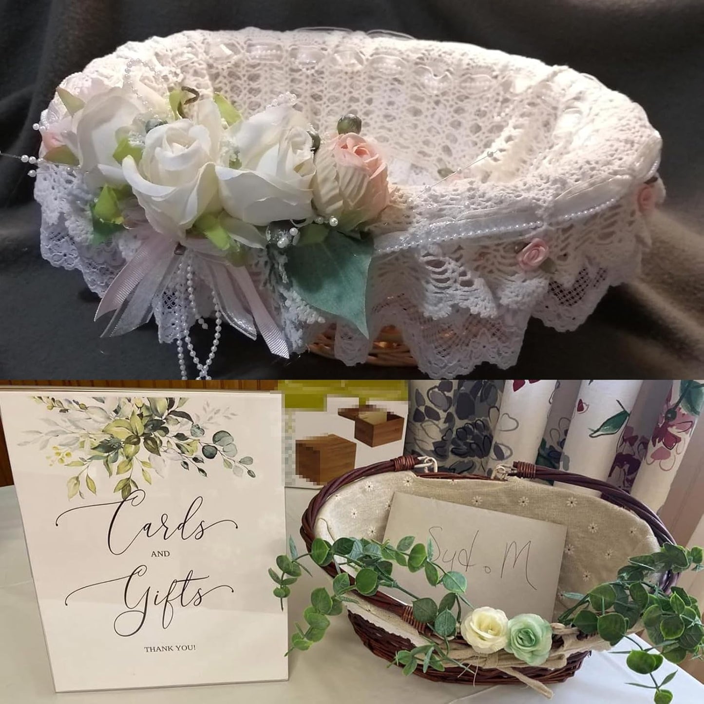 KINJOEK Wicker Woven Basket, Multipurpose Natural Willow Basket with Handle Premium Linen Cotton Cloth Lining for Storage and Decoration, Brown