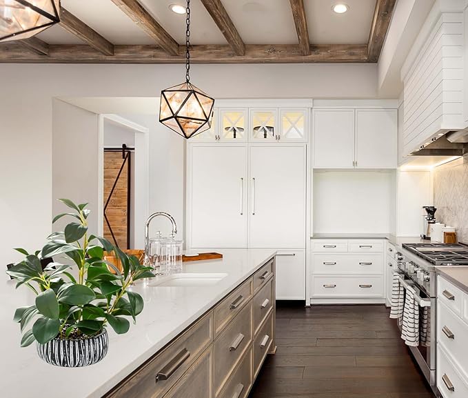 AlphaAcc Artificial Plants Decor Greenery Fake Succulents Indoor Potted Fake Plant with Rustic Black Clay Planter for Farmhouse Room Bathroom Bedroom Kitchen Office Table Desk Decor