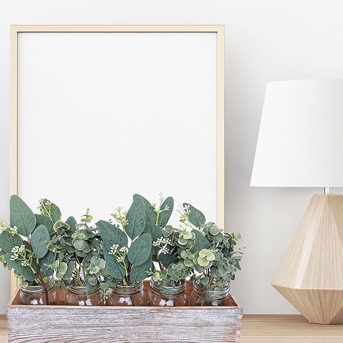 Mixed Eucalyptus Leaves Stems Bulk Artificial Eucalyptus Leaves Sprays Faux Oval Eucalyptus Leaves with White Seeds Stems for Floral Wreath Garland Bouquets Arrangement Wedding Greenery Decoration…