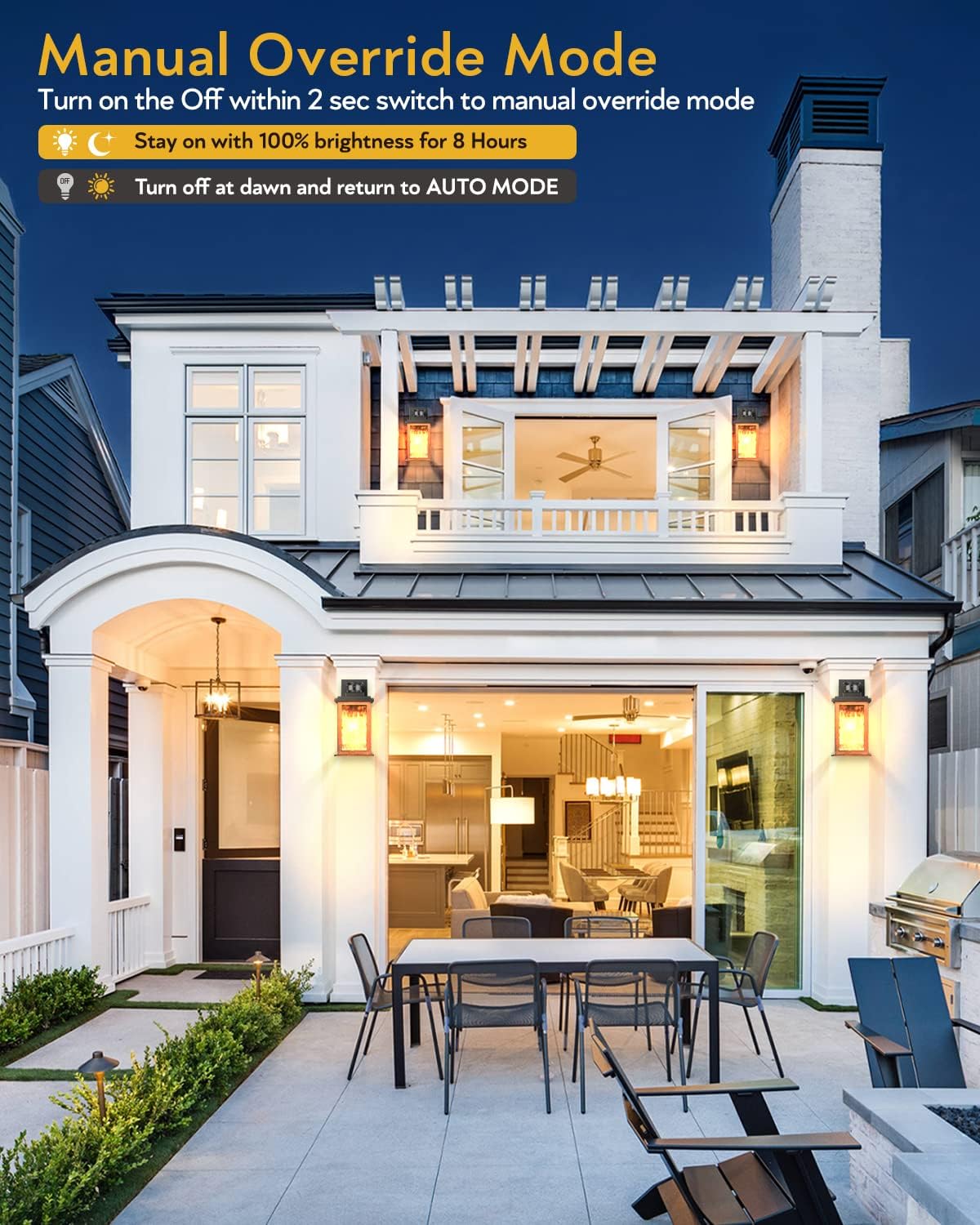 VIANIS Motion Sensor Outdoor Lights, Dusk to Dawn Outdoor Lighting for House, Wood Grain Garage Lights, Lantern Wall Mount, Waterproof Porch Sconce for Entryway, with Anti-Rust, Weather Resistant