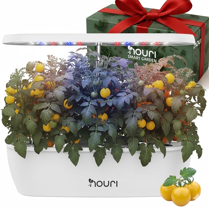 Nouri 12 Pod Smart Garden for Home Cooks with Heirloom Salad | Hydroponics Growing System Kit | LED Grow Lights | Indoor Gardening System | Herb Garden Planter Indoor Kit | Gifts for Women & Men