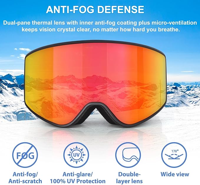 EXP VISION Ski/Snowboard Goggles Parent-child Snow Goggles Over Glasses for Men, Women Youth Kids
