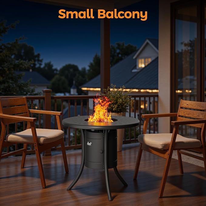 BALI OUTDOORS Dual 1-Pound Propane Fire Pit Outside, 26 inch Outdoor Fire Pit Black, Round Firepit Table for Outside Patio