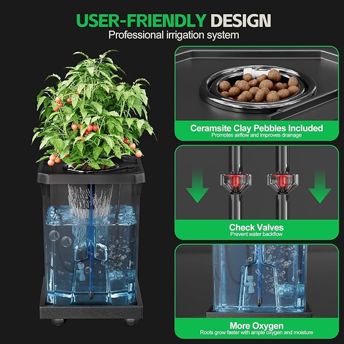 SPECILITE DWC Hydroponics Grow System with Top Drip Kit, 7 Gallon 2 Buckets Deep Water Culture Recirculating Drip Garden System with Plant Stand with Wheels, Air Pump, Air Stone, Air Hose