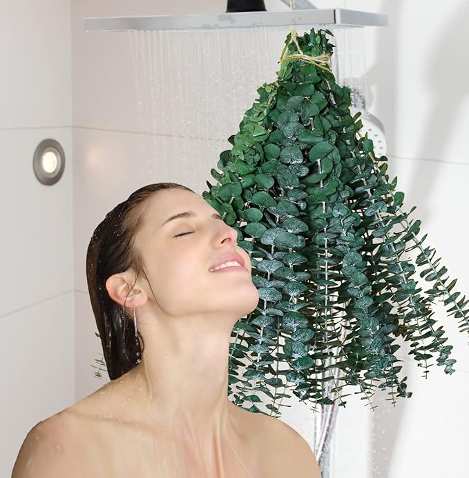 40 Pcs Dried Preserved Eucalyptus Shower Bundle,17" Natural Fresh Hanging Eucalyptus Leaves Stems Real Plant , Vase Filler Home, Wedding Decor