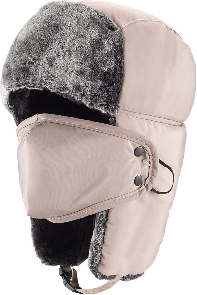 mysuntown Winter Hats for Women Men Trapper Ushanka Hat with Ear Flaps Warm Russian Bomber Hats for Cold Weather