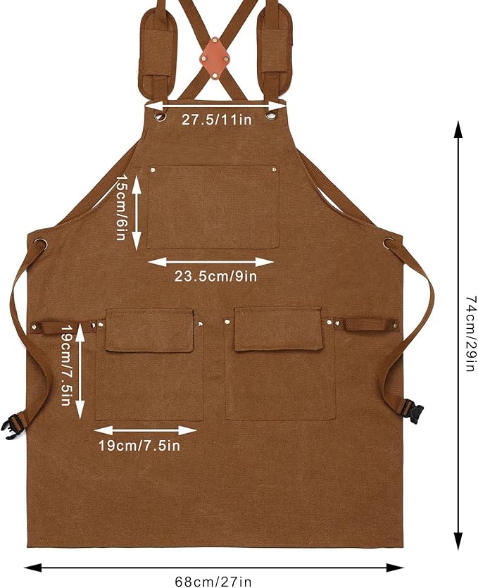 DILLMAN Woodworking Apron for Men Shop Apron Thick Canvas Work Apron with Tool Pockets
