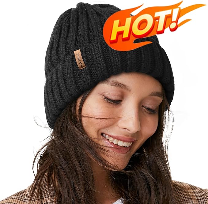 FURTALK Winter Hats for Women Fleece Lined Beanie Knit Chunky Womens Snow Cap
