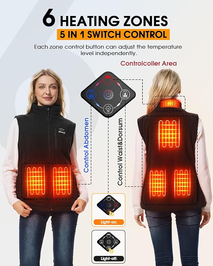 Heated Vest for Women with Battery Pack Included, 16000mAh 7.4V Rechargeable Heating Fleece Vest Jacket