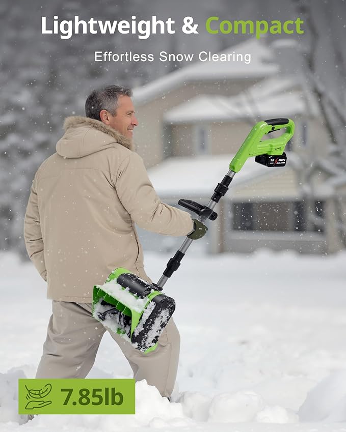 DEGGE Electric Cordless Snow Shovel, 2X 3.0Ah/ 21V/ 12-Inch Battery Snow Blower with Directional Plate & Adjustable Front Handle, Snow Removal for Driveway Sidewalk, Steps, Patio (Charger Included)