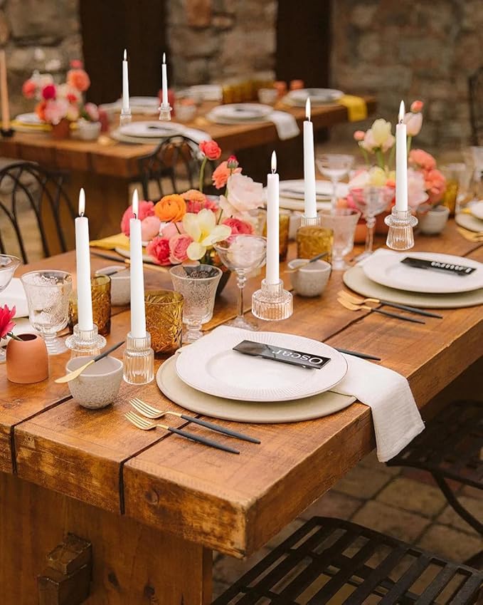 Vixdonos Glass Candlestick Holders Tealight Candle Holders for Table Centerpieces, Wedding Decor and Dinner Party (6 Pcs, Clear)