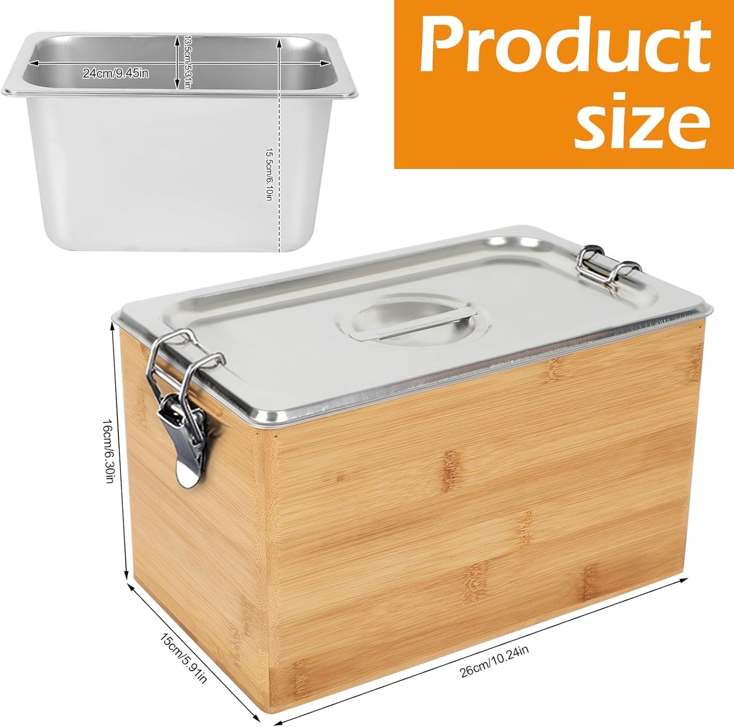 AQQHSAIN Compost Bin with Lid 1.2 Gal Countertop Compost Kitchen Scrap Indoor Large Compost Bucket Kitchen Odorless Smell Proof Composter with Stainless Steel Insert (Brown, 4.5L)