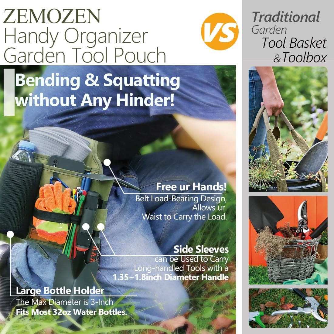 Gardening Apron Tool Belt Set - Apron With Pockets for Women, Garden Tool Belt, Great Gifts for Gardeners