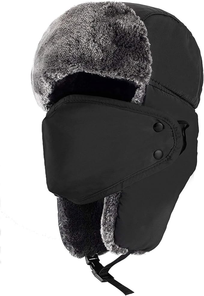 mysuntown Winter Hats for Women Men Trapper Ushanka Hat with Ear Flaps Warm Russian Bomber Hats for Cold Weather