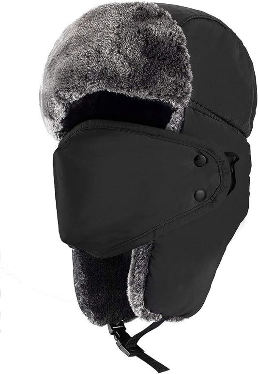 mysuntown Winter Hats for Women Men Trapper Ushanka Hat with Ear Flaps Warm Russian Bomber Hats for Cold Weather