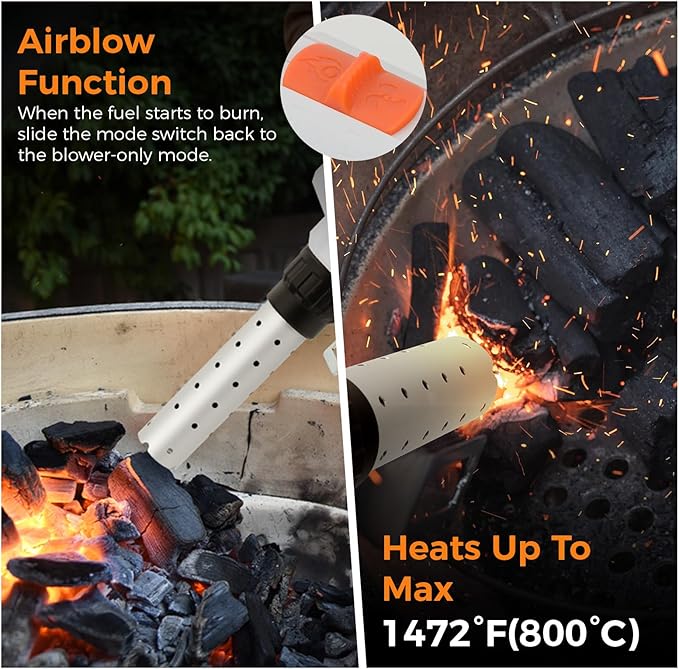 LIGO Cordless Fire Starter, 20V Charcoal Starter and Lighter, Chemical Free Heated Air with Blowing Fuction, Included 4.0Ah Battery, for Charcoal, BBQ, Grill