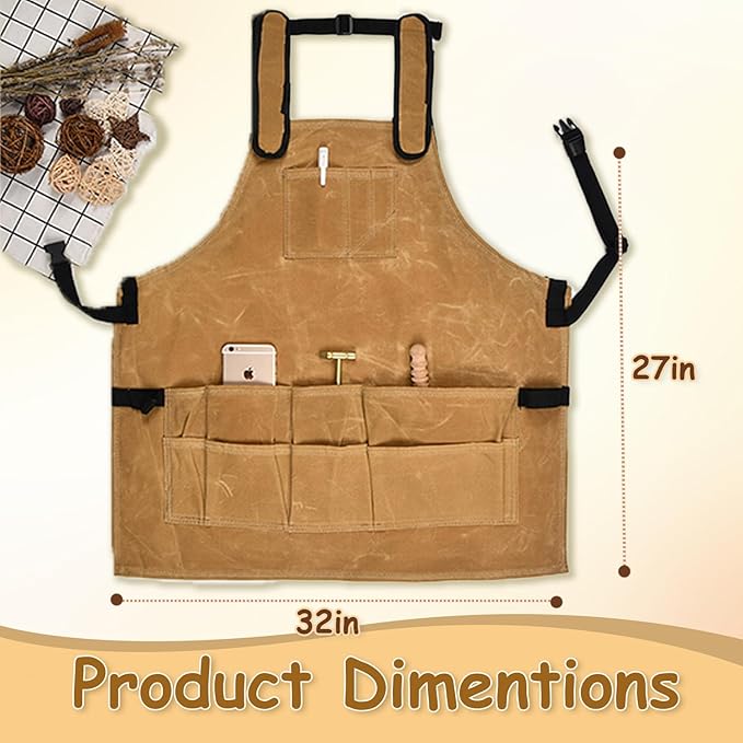 Urby Big and Tall Plus Size Work Apron: Flame Resistant Leather Welding Apron, Wood and Workshop Canvas. Butcher Rubber.