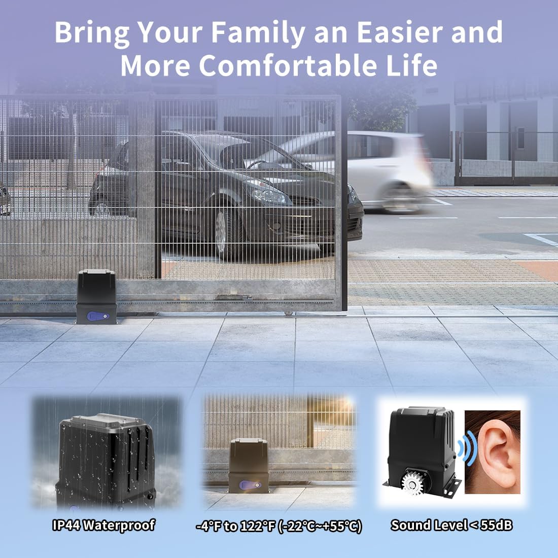 TOPENS RK2500T Automatic Sliding Gate Opener Rack Drive Electric Gate Motor for Heavy Driveway Slide Gates Up to 5700 Pounds Security Gate Operator AC Powered with Gear Rack and Remote Control