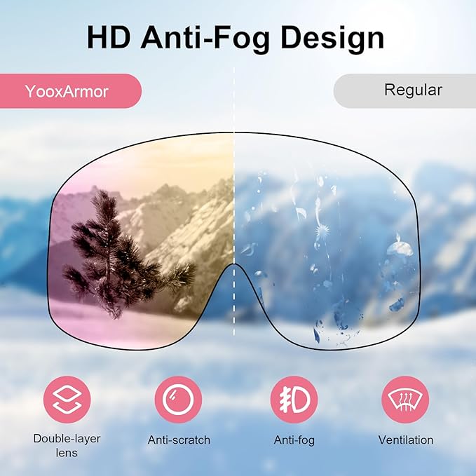 OTG Kids Ski Goggles Kids Snowboard Goggles for Boys Girls Toddler Youth Kid Snow Goggles Anti-Fog UV400 Protection