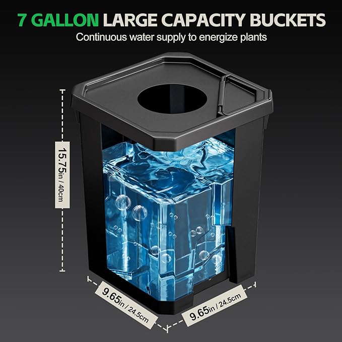 SPECILITE DWC Hydroponics Grow System with Top Drip Kit, 7 Gallon 2 Buckets Deep Water Culture Recirculating Drip Garden System with Plant Stand with Wheels, Air Pump, Air Stone, Air Hose