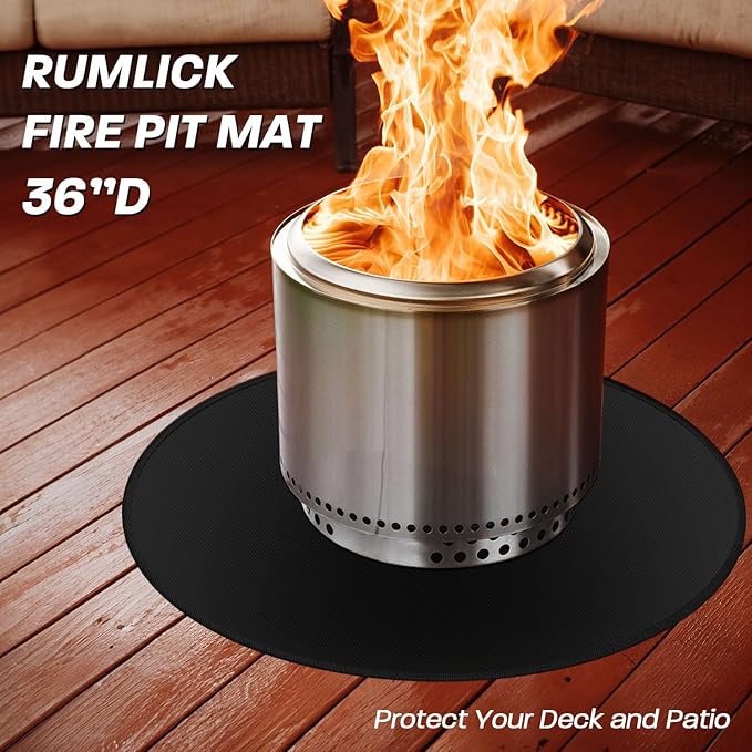 39" Fire Pit Mat for Solo Stove Bonfire, Round Fireproof Under Grill Mats for Outdoor Grill, Portable Camping Stove Mat for Solo Stove Accessories