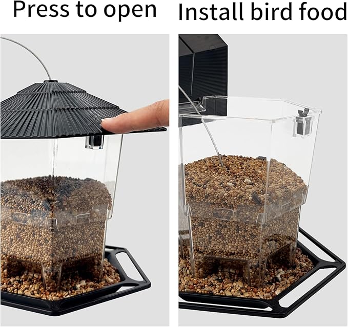 Bird Feeder for Outdoors Hanging,Black Hanging Wild Bird Feeders with S Hook for Blue Bird, Cardinals, Finches,Wild Birds Seed Feeder, As Gift for Bird Lovers