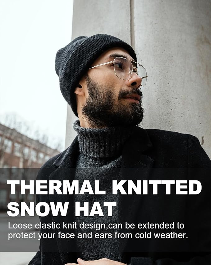 Zylioo Oversize Beanie Hats, XXL Big Size Ribbed Knit Cuffed Winter Hat for Cold Weather, Warm Skull Watch Cap