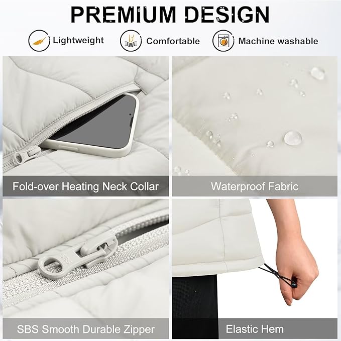 KOVNLO Heated Vest Women, (Battery Pack Not Included) Smart Controller With Lights-out, Electric Warming Heated Jackets
