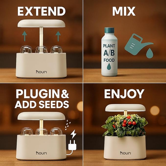 Nouri 5 Pod Smart Garden for Home Cooks with Heirloom Salad | Hydroponics Growing System Kit | LED Grow Lights | Indoor Gardening System | Herb Garden Planter Indoor Kit | Gifts for Women & Men