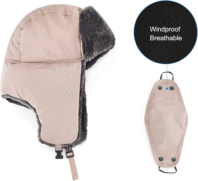 mysuntown Winter Hats for Women Men Trapper Ushanka Hat with Ear Flaps Warm Russian Bomber Hats for Cold Weather