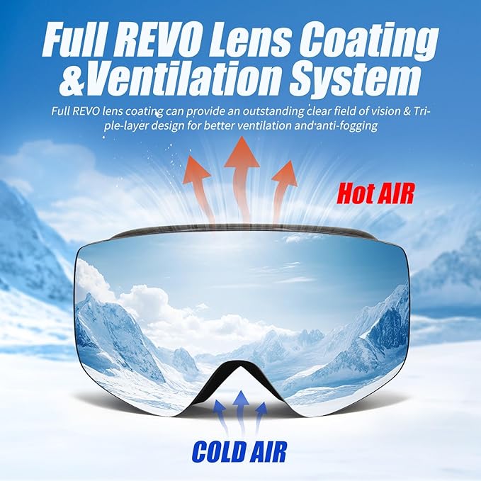 Ski Goggles OTG Snow/Snowboard Goggles Snowboarding Goggles Over Glasses Ski Goggle for Men Women Adult