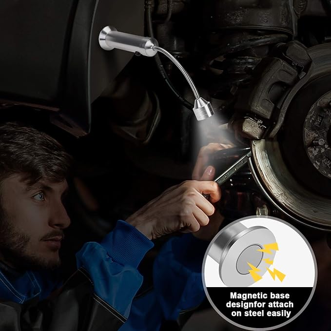 KOSIN Barbecue Grill Light Magnetic Base Super-Bright LED BBQ Lights - 360 Degree Flexible Gooseneck, Weather Resistant, Batteries Included - Pack of