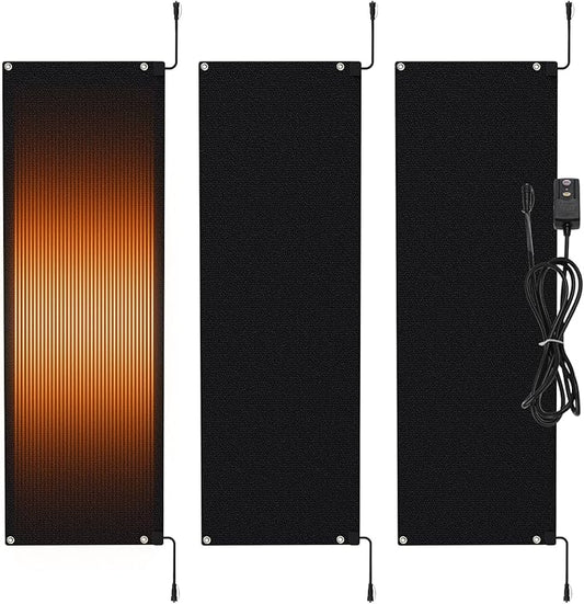 Roastove 3 Pcs Heated Snow Melting Mats, 20 x 60 inch No-Slip Rubber Heated Outdoor Mats, for Winter Outdoor Stairs, Steps, Doorways,Walkways, 2 .8in/h Melting Speed,with 1 Plug, Total 3 Packs