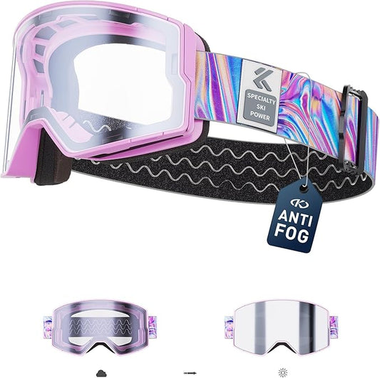 KAPVOE Ski Goggles Photochromic & Color Anti-fog UV400 Protection OTG Snowboard goggles Suitable for Men Women K722