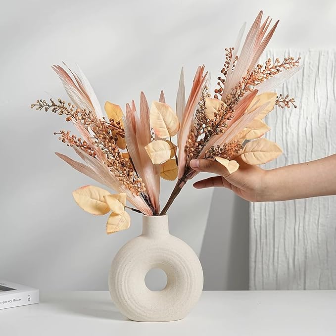 Artificial Flower Arrangement with White Ceramic Vase, 17" Tall Decor for Coffee Table & Home, Silk Flowers for Indoor Decor, Ideal for Living Room, Bedroom & Special Occasions