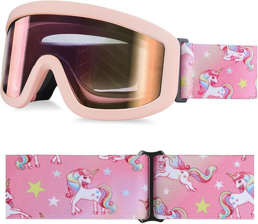 OTG Kids Ski Goggles Kids Snowboard Goggles for Boys Girls Toddler Youth Kid Snow Goggles Anti-Fog UV400 Protection